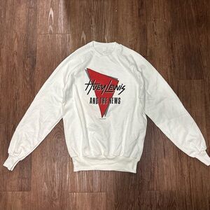 Vintage Huey Lewis and the News Concert Pullover 80s White 1986 Size M USA